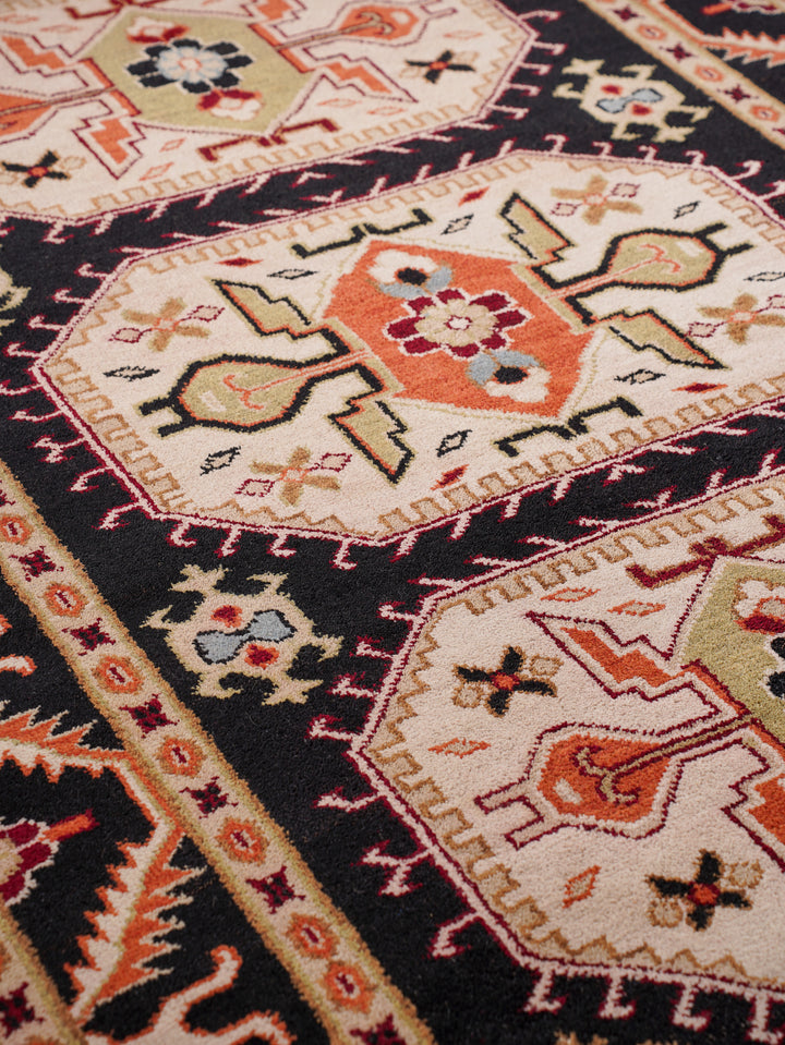 Afghan Hand Knotted Silk Wool Oriental Triple Medallion Rug