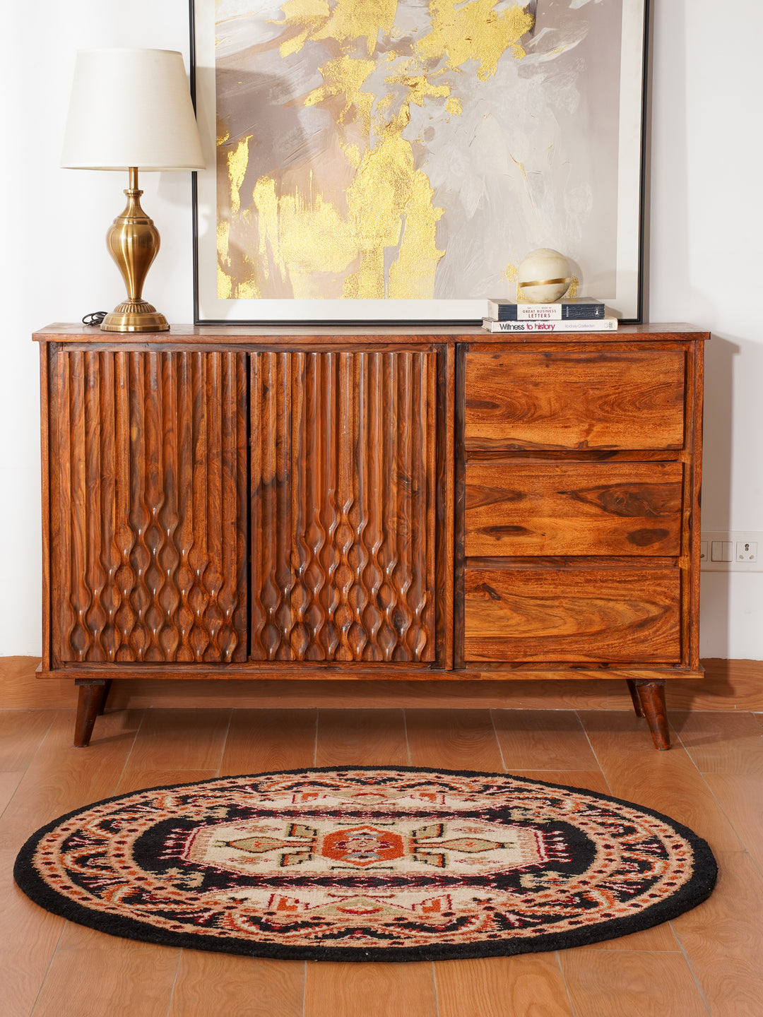 Afghan Hand Knotted Silk Wool Oriental Triple Medallion Rug