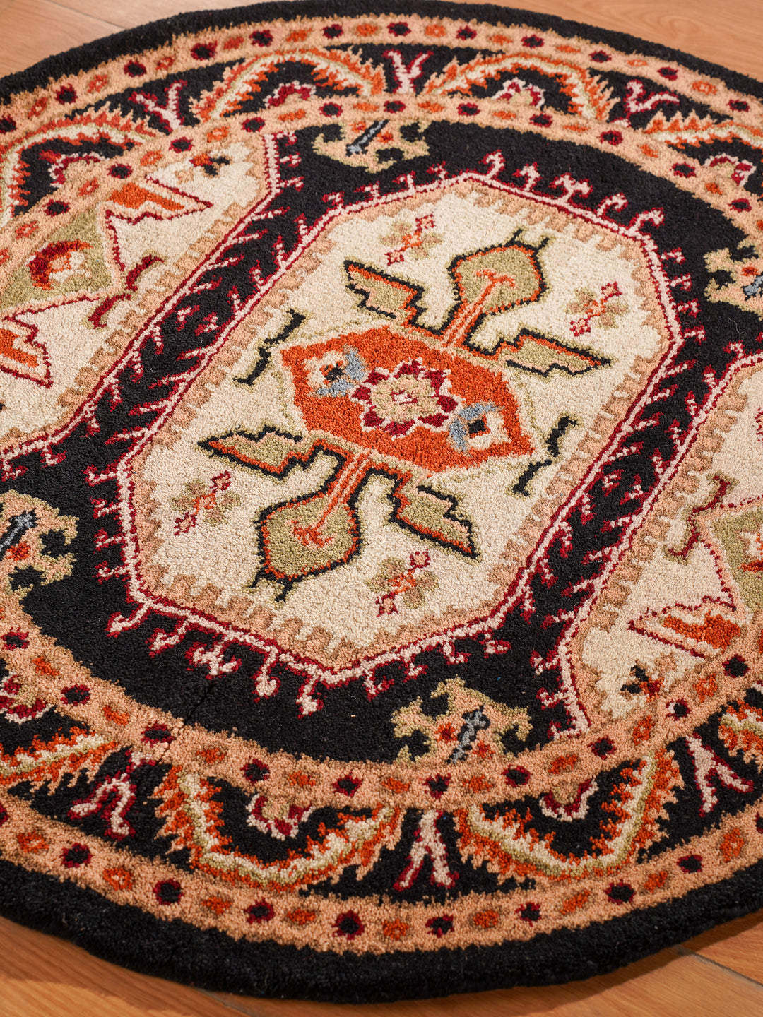 Afghan Hand Knotted Silk Wool Oriental Triple Medallion Rug