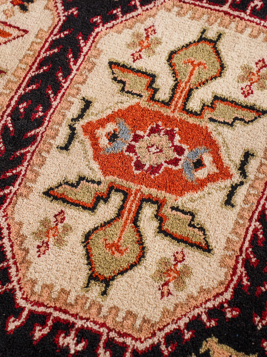 Afghan Hand Knotted Silk Wool Oriental Triple Medallion Rug