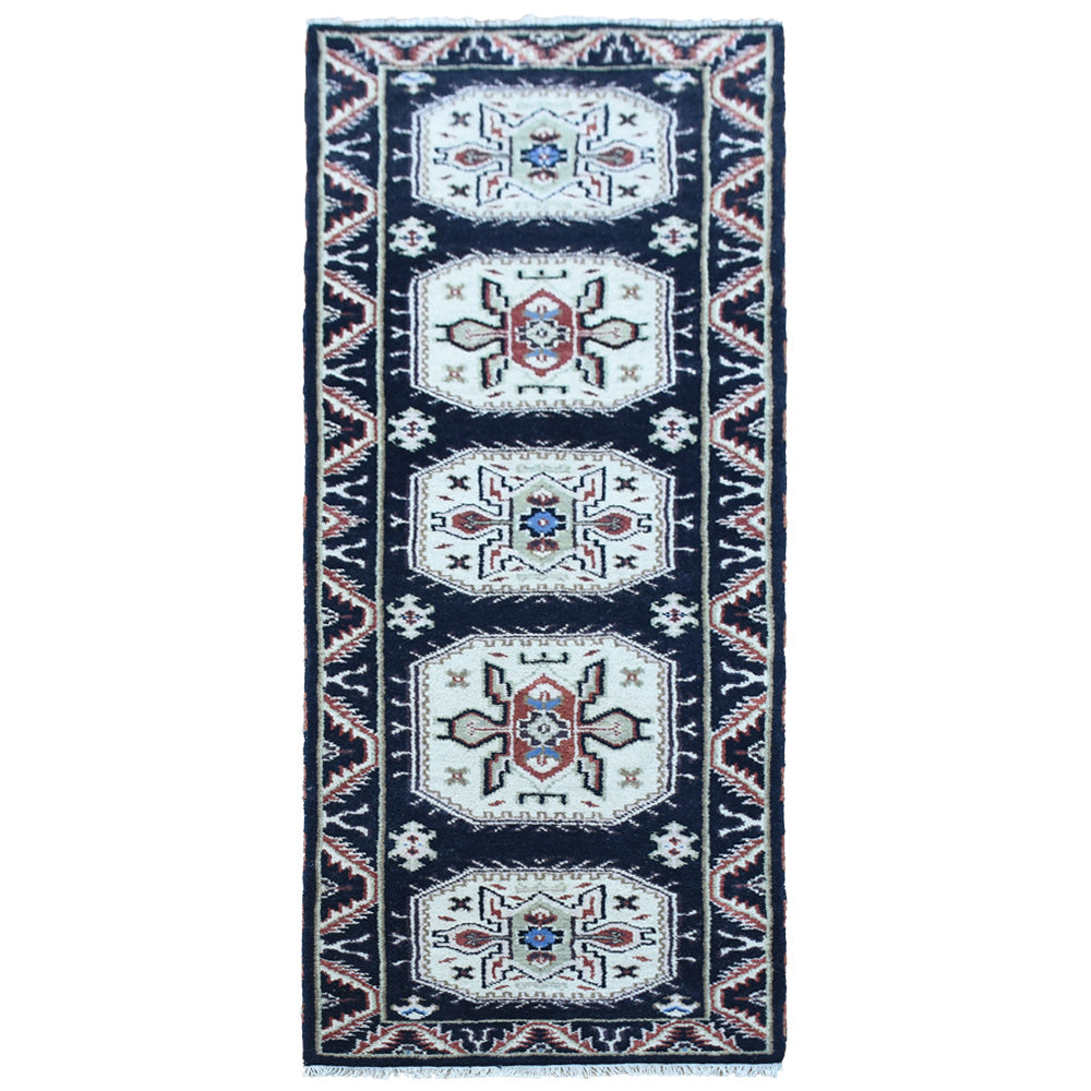 Afghan Hand Knotted Silk Wool Oriental Triple Medallion Rug