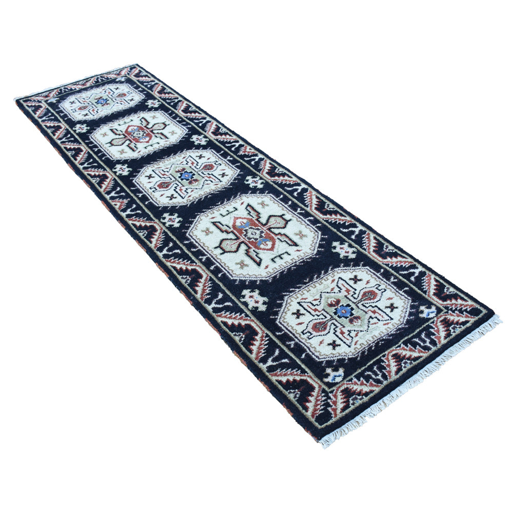Afghan Hand Knotted Silk Wool Oriental Triple Medallion Rug
