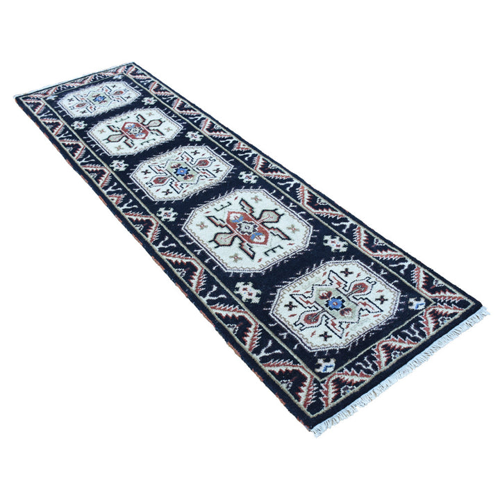 Afghan Hand Knotted Silk Wool Oriental Triple Medallion Rug