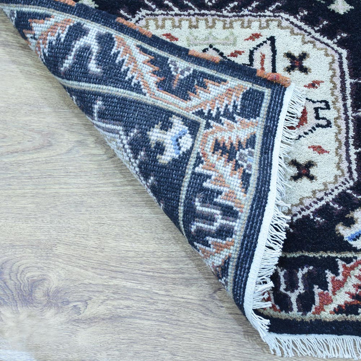 Afghan Hand Knotted Silk Wool Oriental Triple Medallion Rug