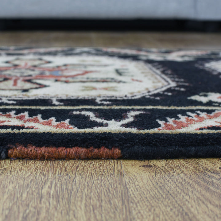 Afghan Hand Knotted Silk Wool Oriental Triple Medallion Rug