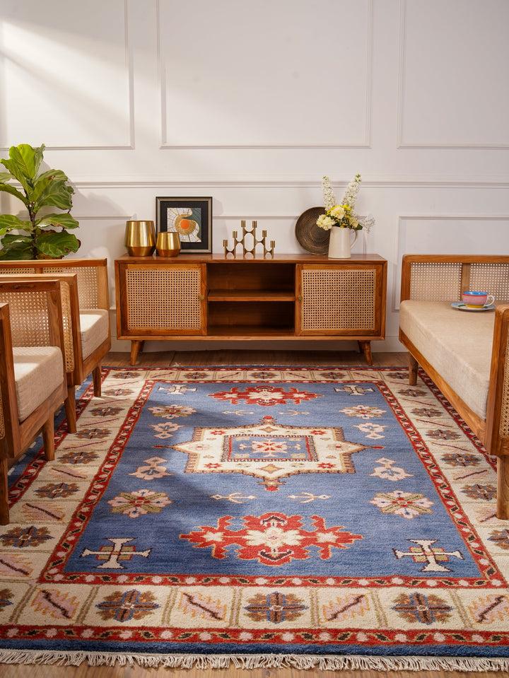 Afghan Hand Knotted Silk Wool Oriental Central Medallion Rug