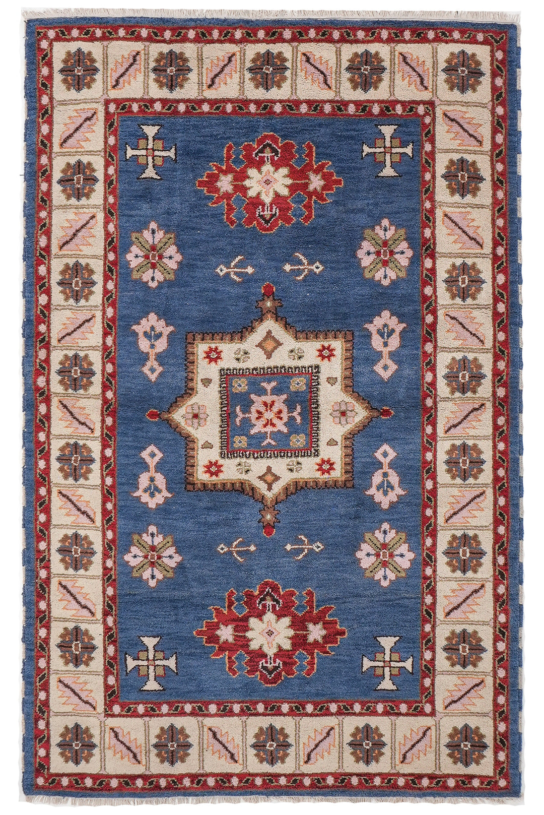 Afghan Hand Knotted Silk Wool Oriental Central Medallion Rug