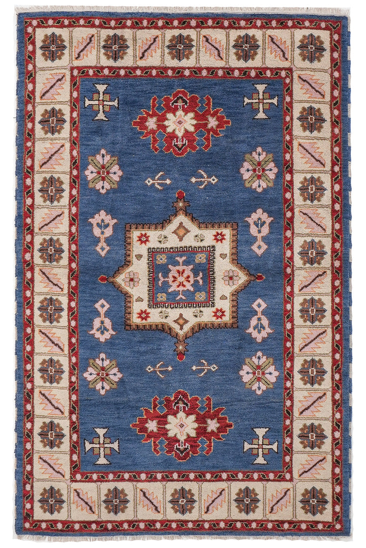 Afghan Hand Knotted Silk Wool Oriental Central Medallion Rug