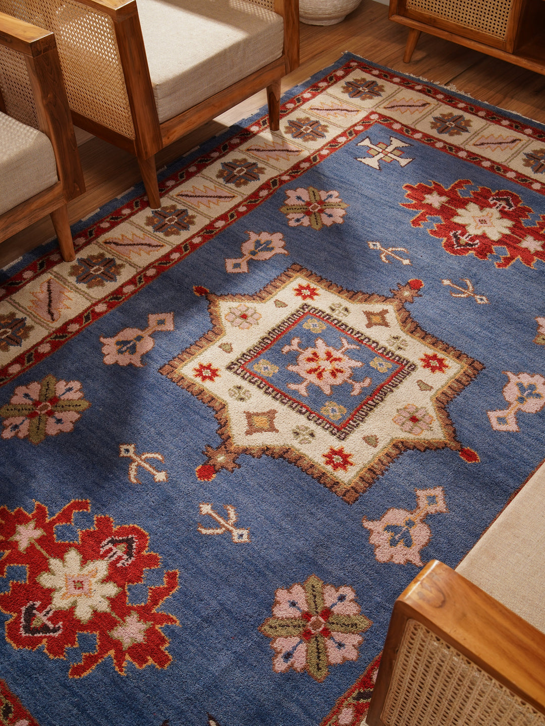 Afghan Hand Knotted Silk Wool Oriental Central Medallion Rug