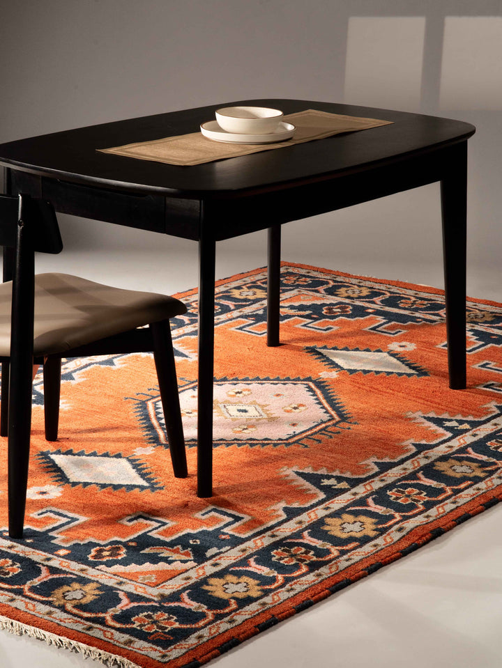 Afghan Hand Knotted Silk Wool Oriental Diamond Medallion Rug