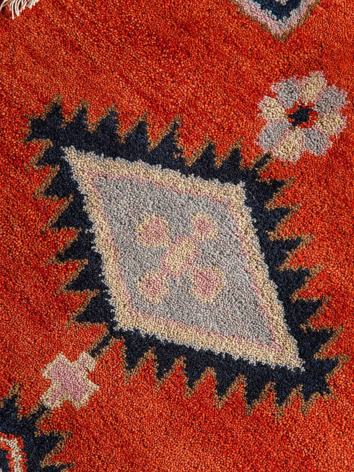 Afghan Hand Knotted Silk Wool Oriental Diamond Medallion Rug