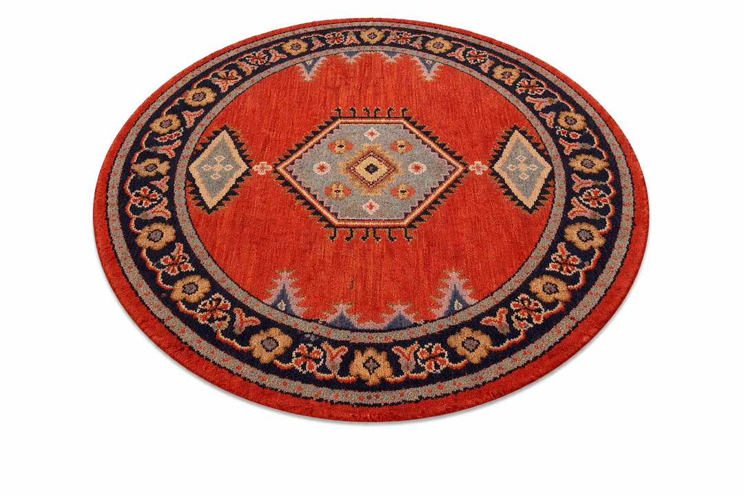 Afghan Hand Knotted Silk Wool Oriental Diamond Medallion Rug