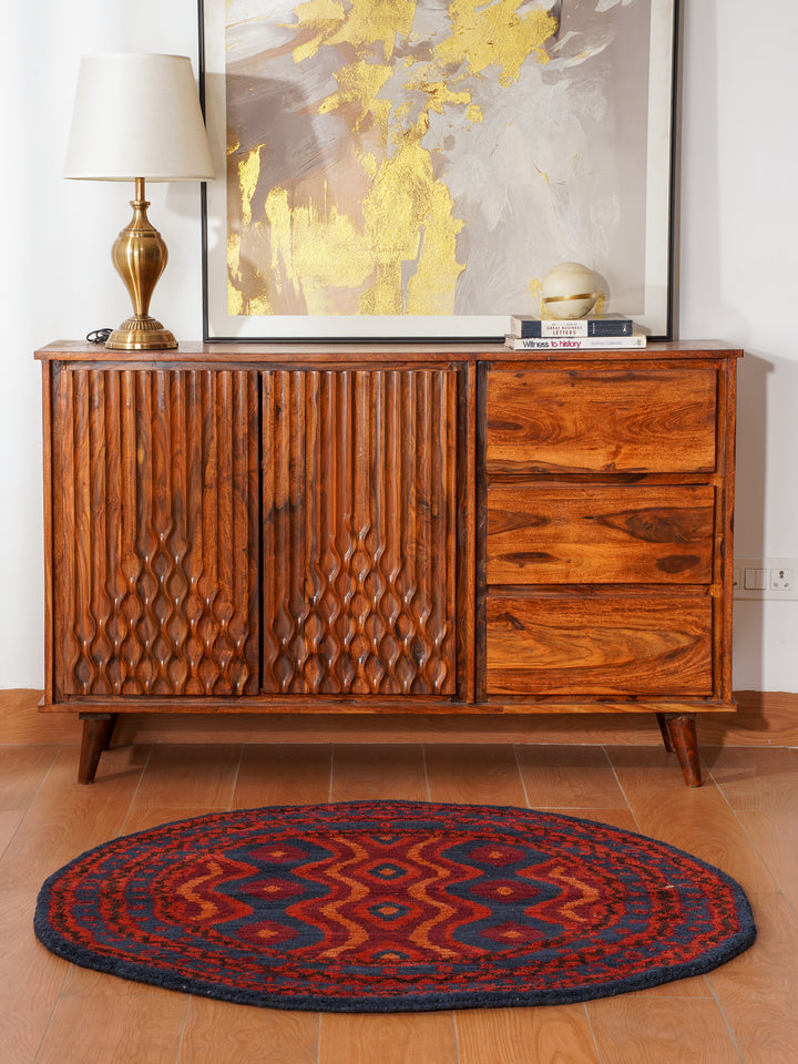 Afghan Hand Knotted Silk Wool Oriental Tribal Wave Rug
