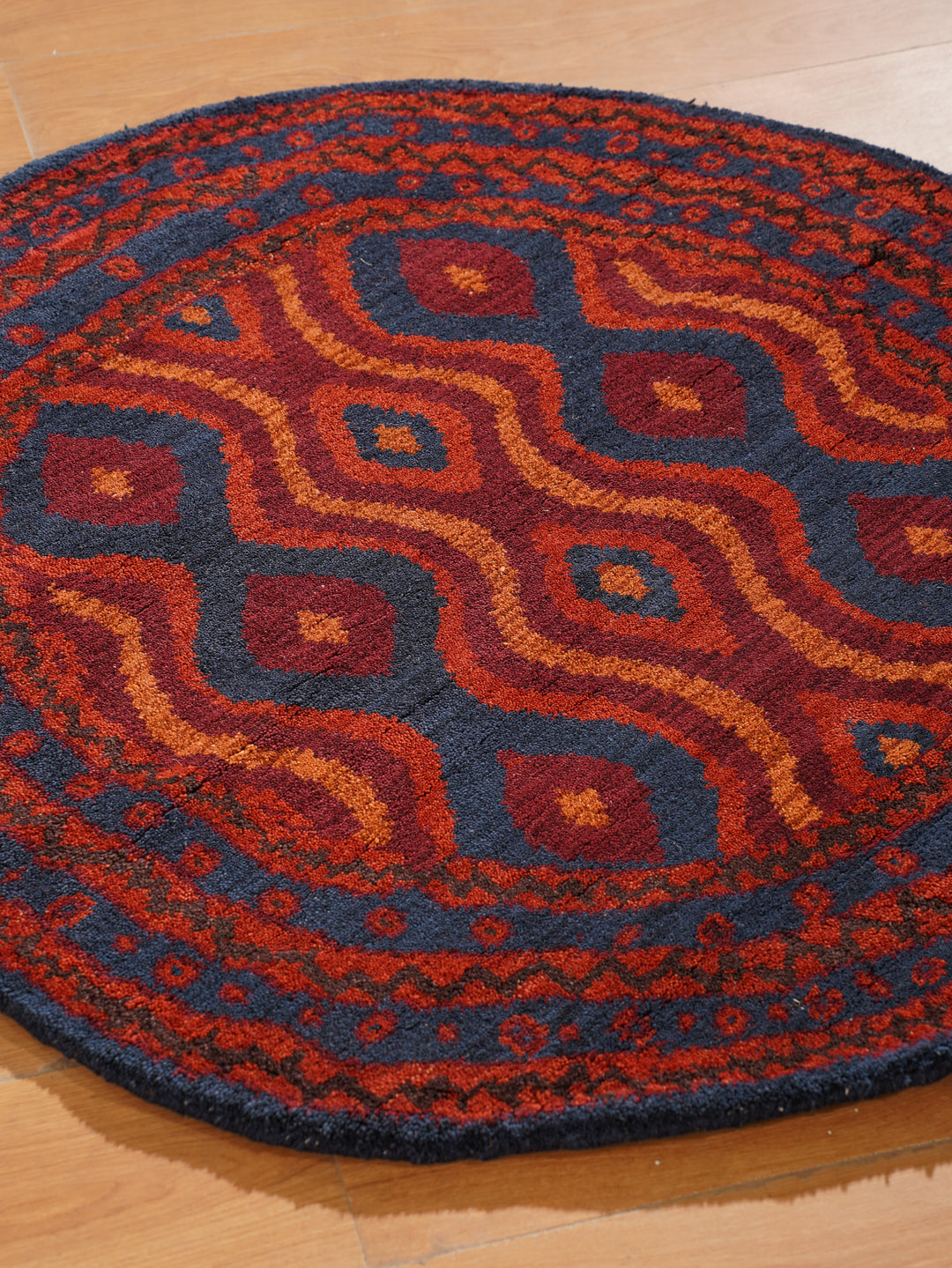 Afghan Hand Knotted Silk Wool Oriental Tribal Wave Rug