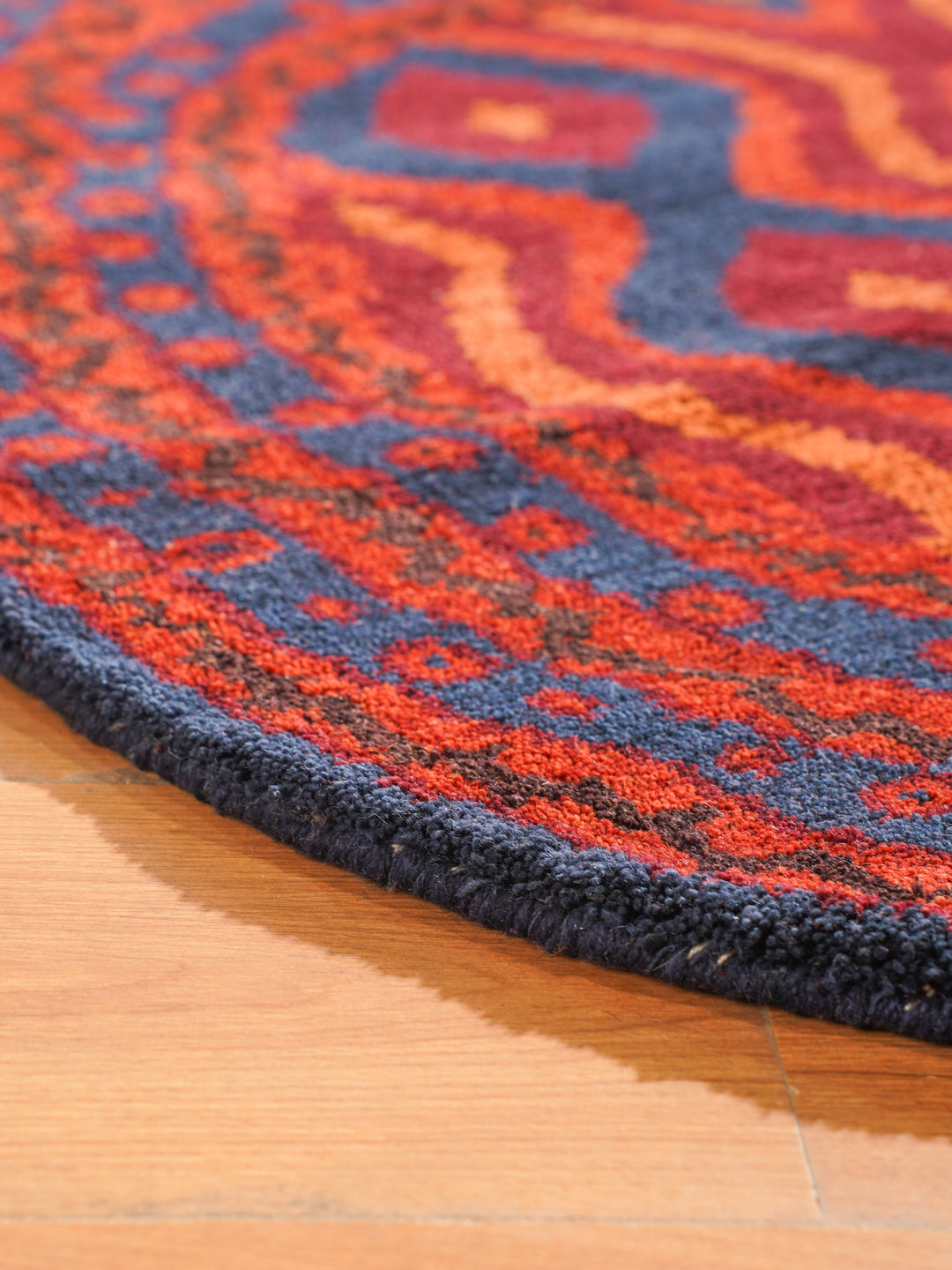 Afghan Hand Knotted Silk Wool Oriental Tribal Wave Rug