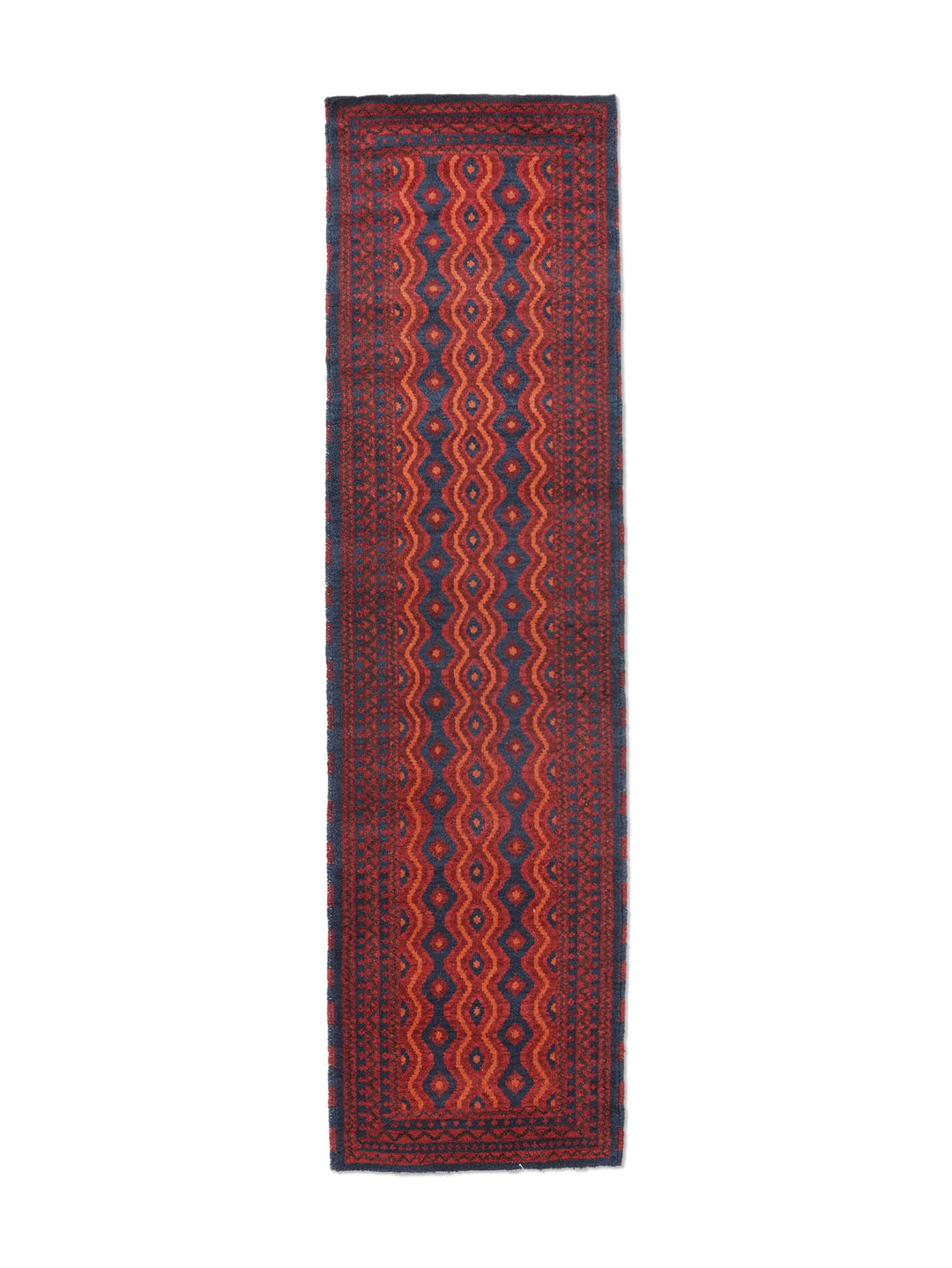 Afghan Hand Knotted Silk Wool Oriental Tribal Wave Rug