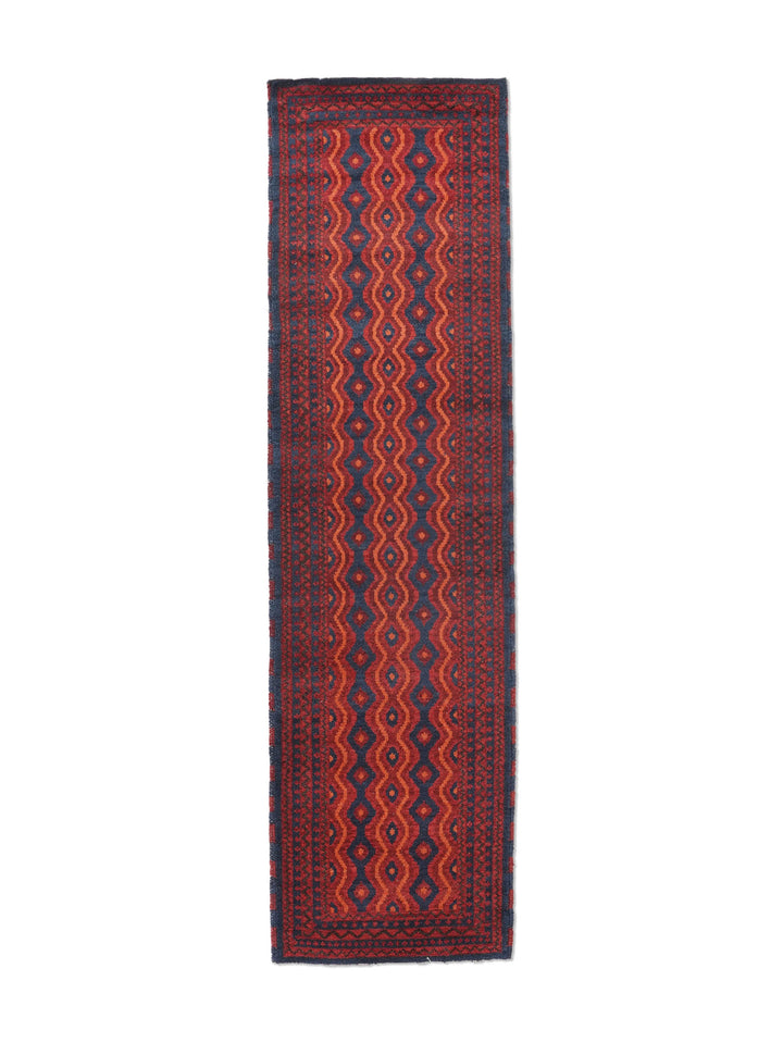 Afghan Hand Knotted Silk Wool Oriental Tribal Wave Rug