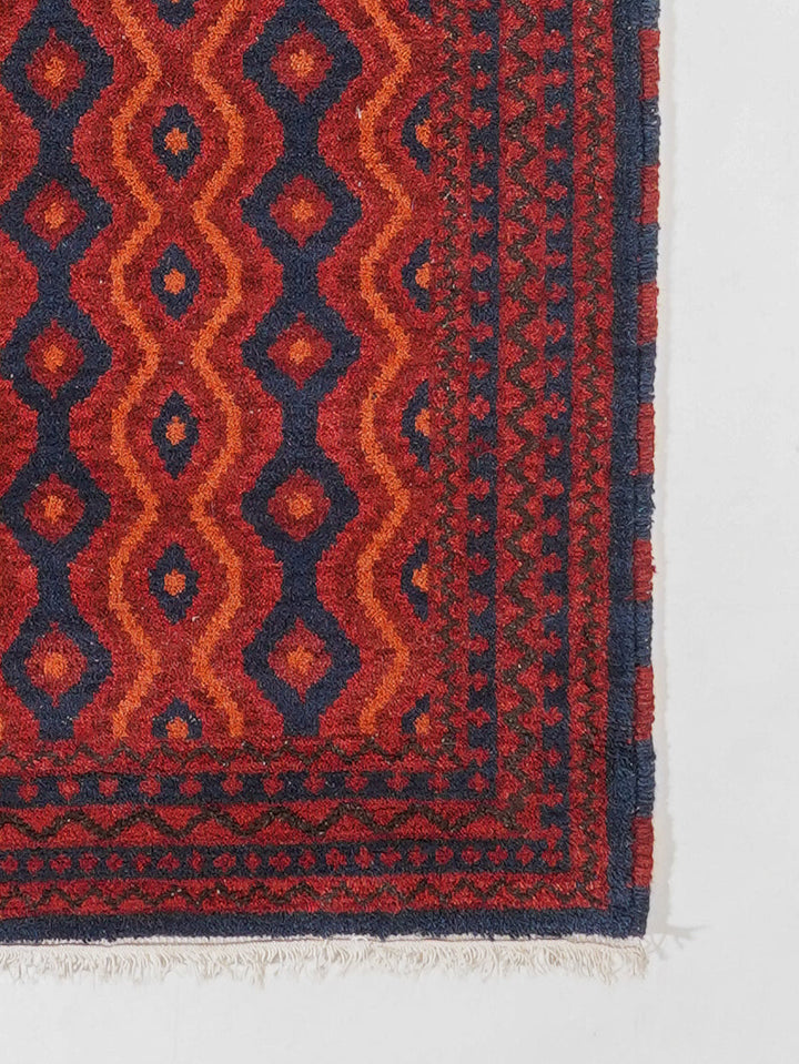 Afghan Hand Knotted Silk Wool Oriental Tribal Wave Rug