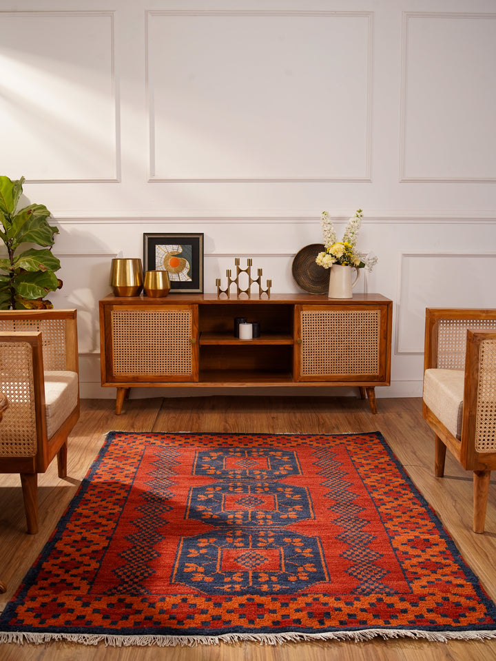 Afghan Hand Knotted Silk Wool Oriental Tribal Medallion Rug