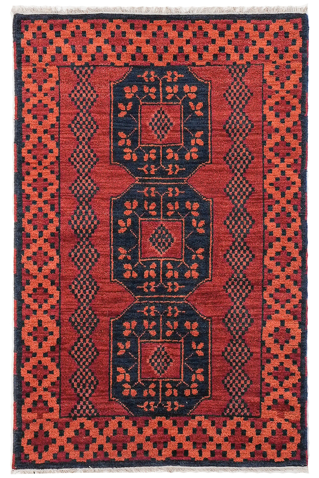 Afghan Hand Knotted Silk Wool Oriental Tribal Medallion Rug