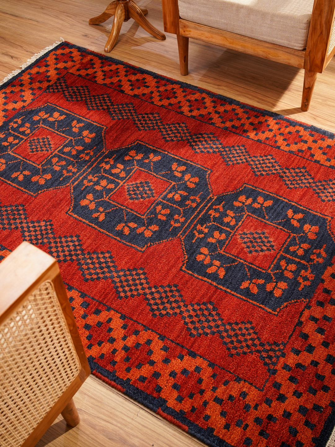 Afghan Hand Knotted Silk Wool Oriental Tribal Medallion Rug