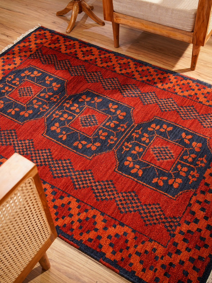 Afghan Hand Knotted Silk Wool Oriental Tribal Medallion Rug