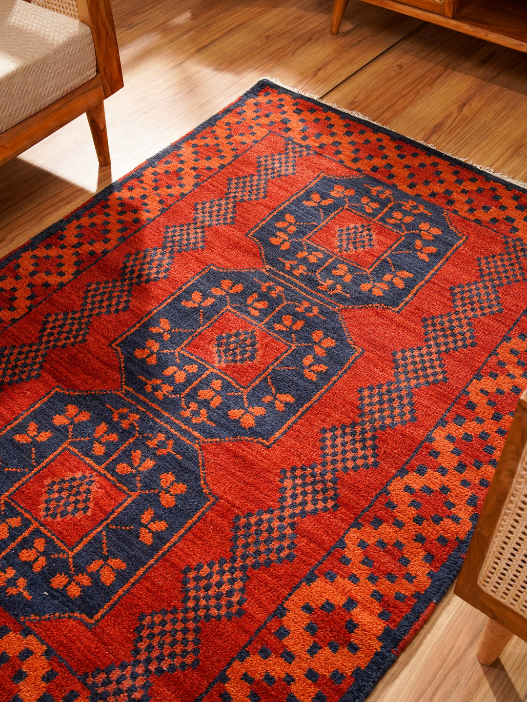 Afghan Hand Knotted Silk Wool Oriental Tribal Medallion Rug
