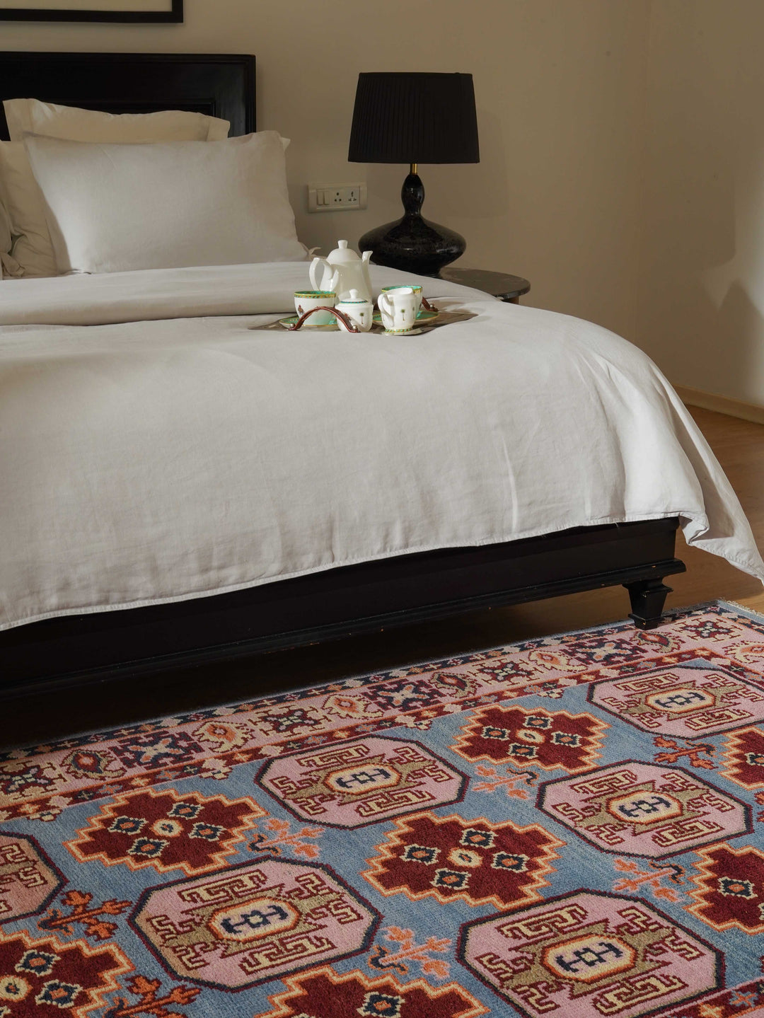 Afghan Hand Knotted Silk Wool Oriental Geometric Rug