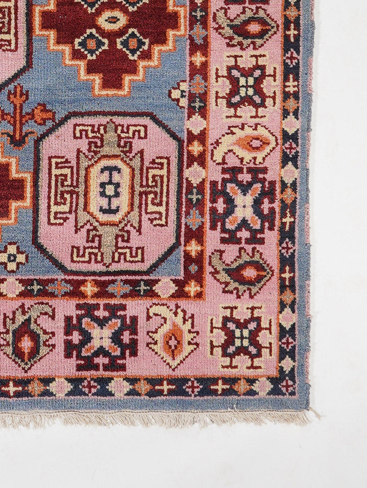 Afghan Hand Knotted Silk Wool Oriental Geometric Rug