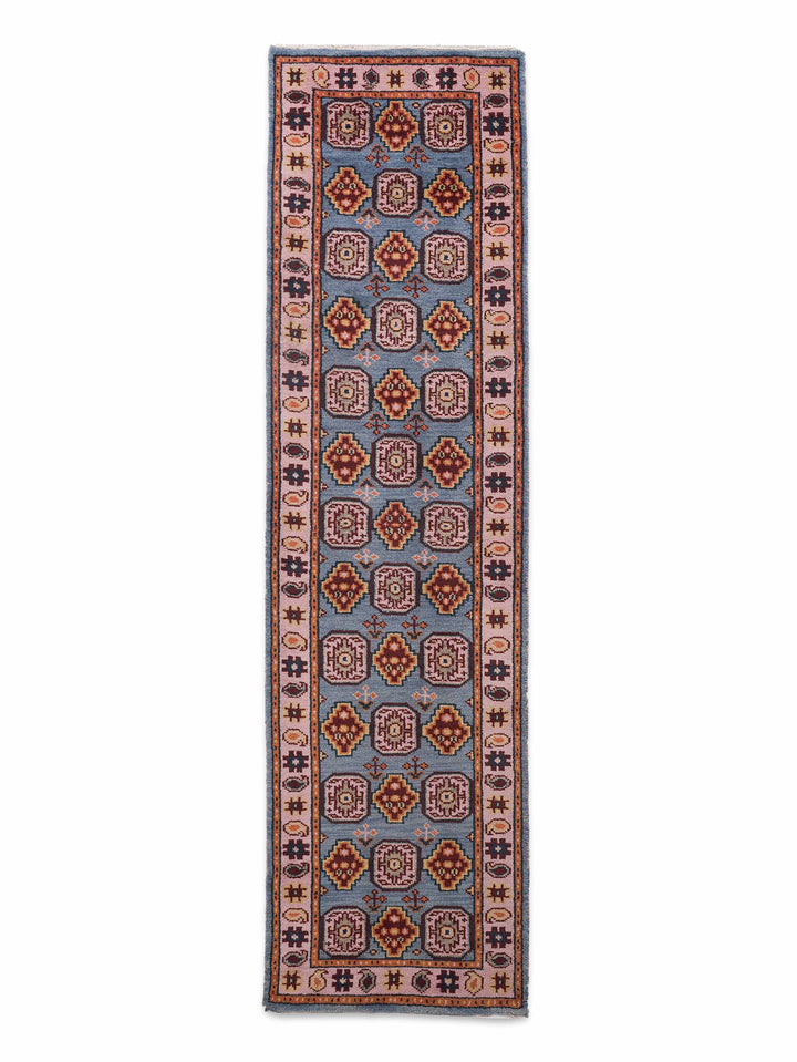 Afghan Hand Knotted Silk Wool Oriental Geometric Rug