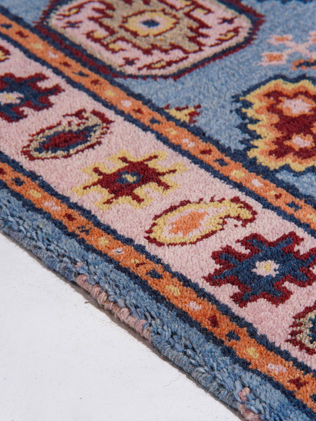 Afghan Hand Knotted Silk Wool Oriental Geometric Rug
