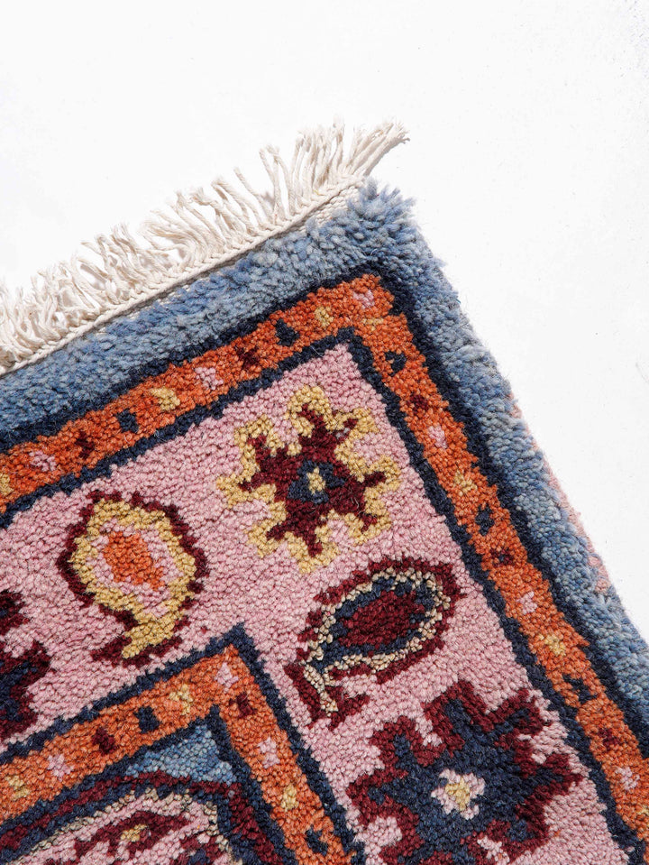 Afghan Hand Knotted Silk Wool Oriental Geometric Rug