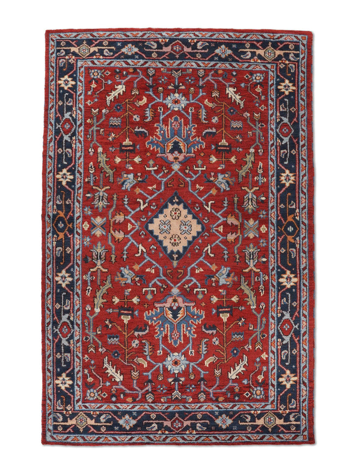 Hand Knotted Afghan Oriental Rug – Red Blue