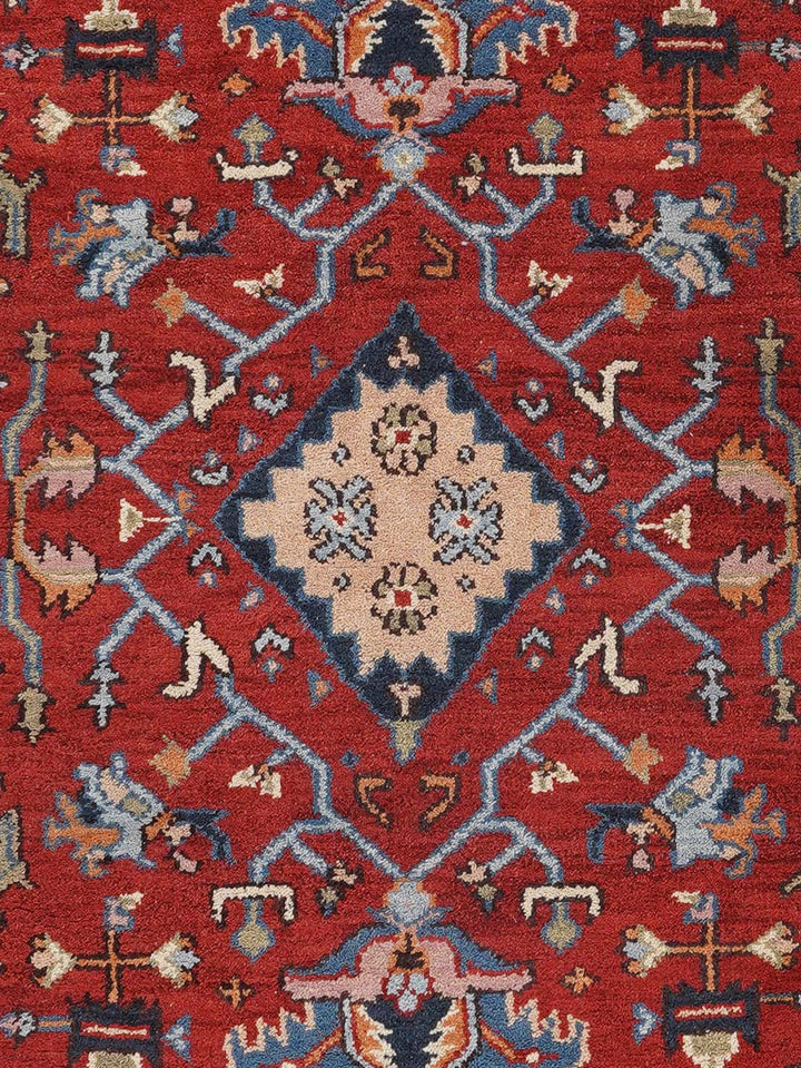 Hand Knotted Afghan Oriental Rug – Red Blue