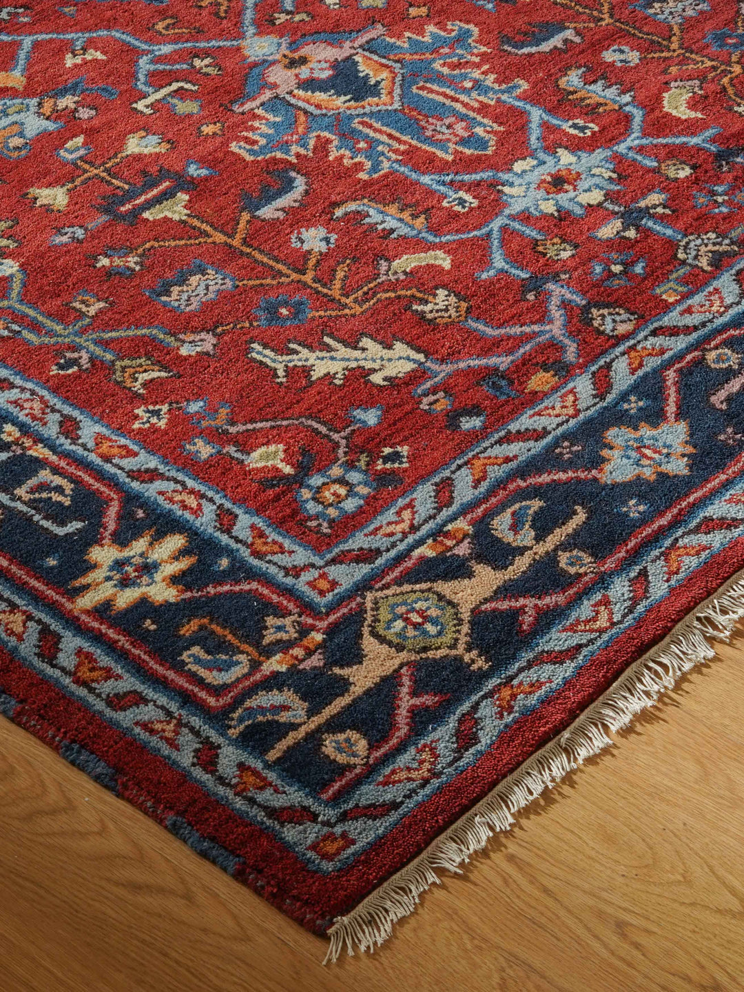 Hand Knotted Afghan Oriental Rug – Red Blue
