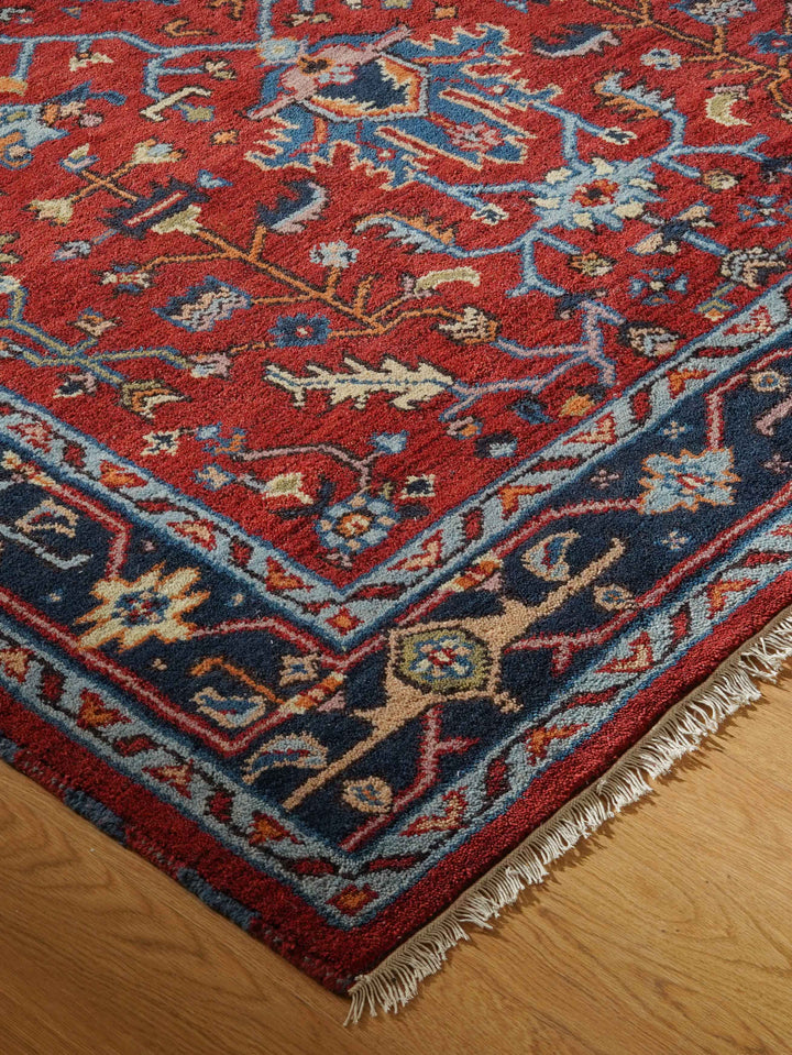 Hand Knotted Afghan Oriental Rug – Red Blue