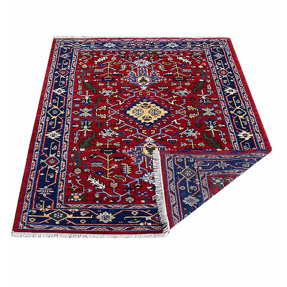 Hand Knotted Afghan Oriental Rug – Red Blue