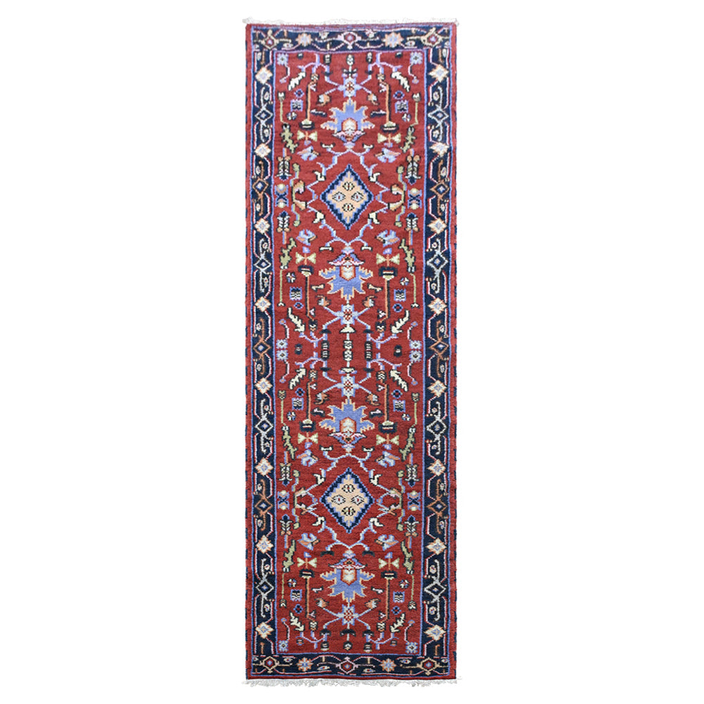 Hand Knotted Afghan Oriental Rug – Red Blue