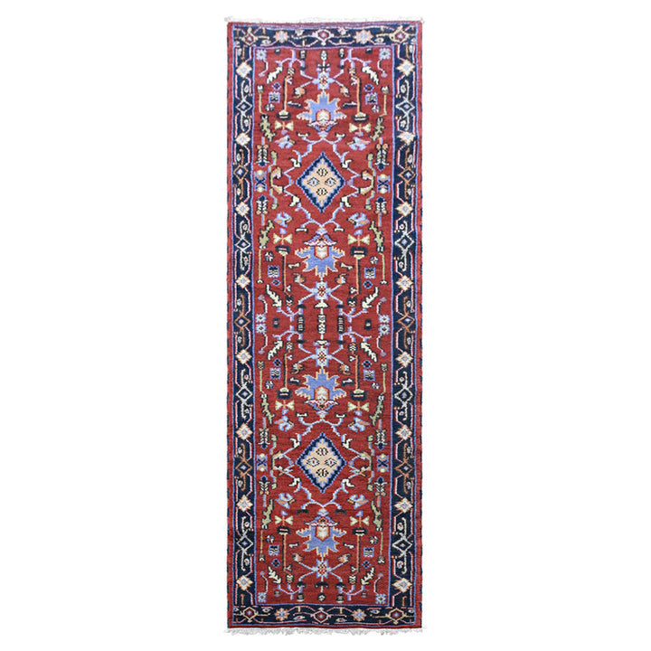 Hand Knotted Afghan Oriental Rug – Red Blue