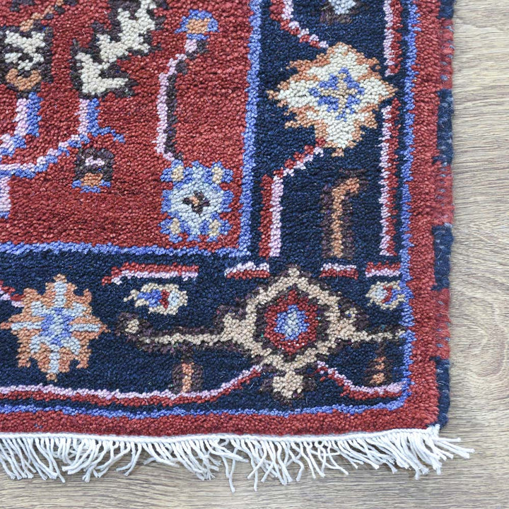 Hand Knotted Afghan Oriental Rug – Red Blue