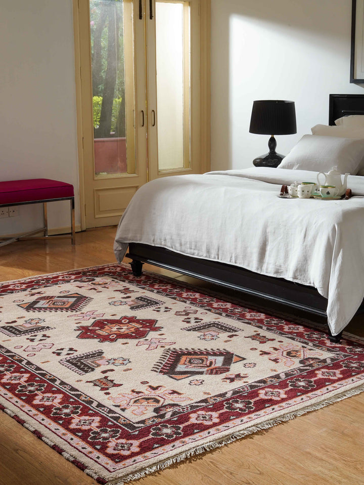 Heritage Medallion Afghan Hand Knotted Silk-Wool Oriental Rug