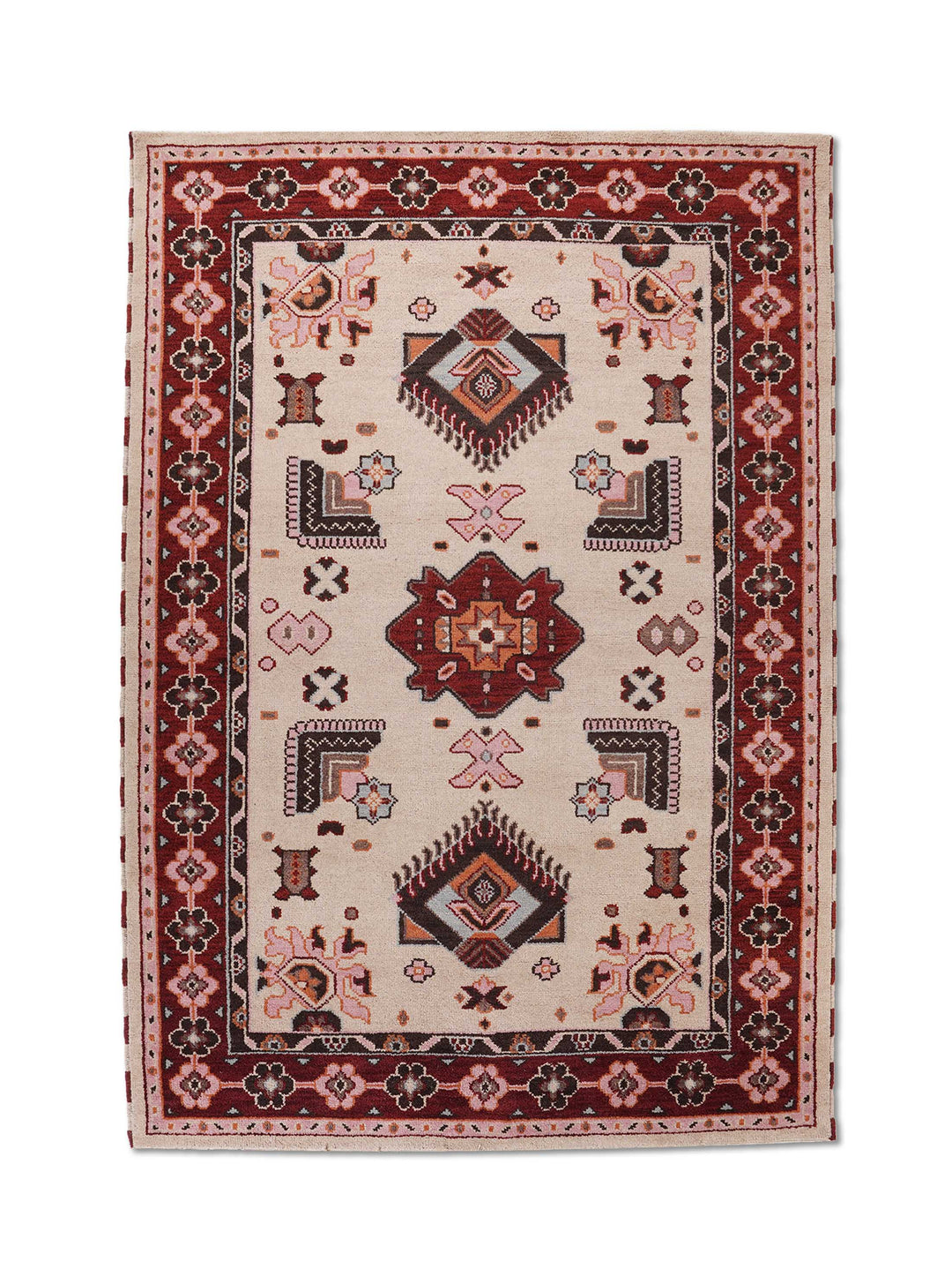 Heritage Medallion Afghan Hand Knotted Silk-Wool Oriental Rug