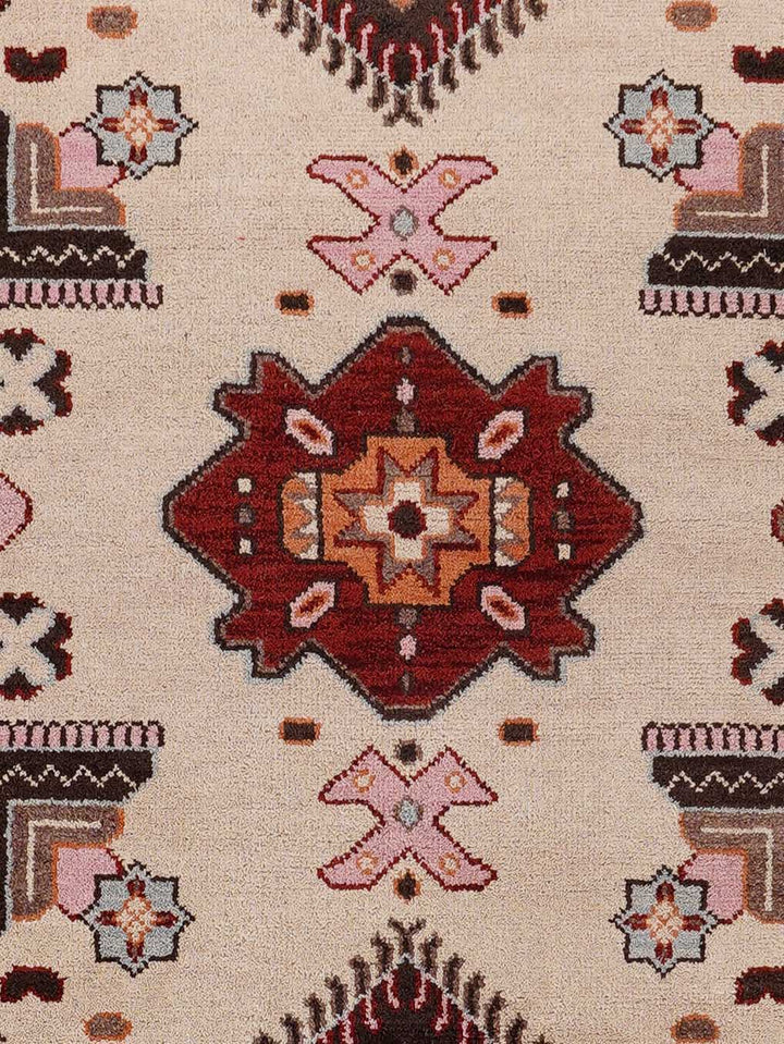 Heritage Medallion Afghan Hand Knotted Silk-Wool Oriental Rug