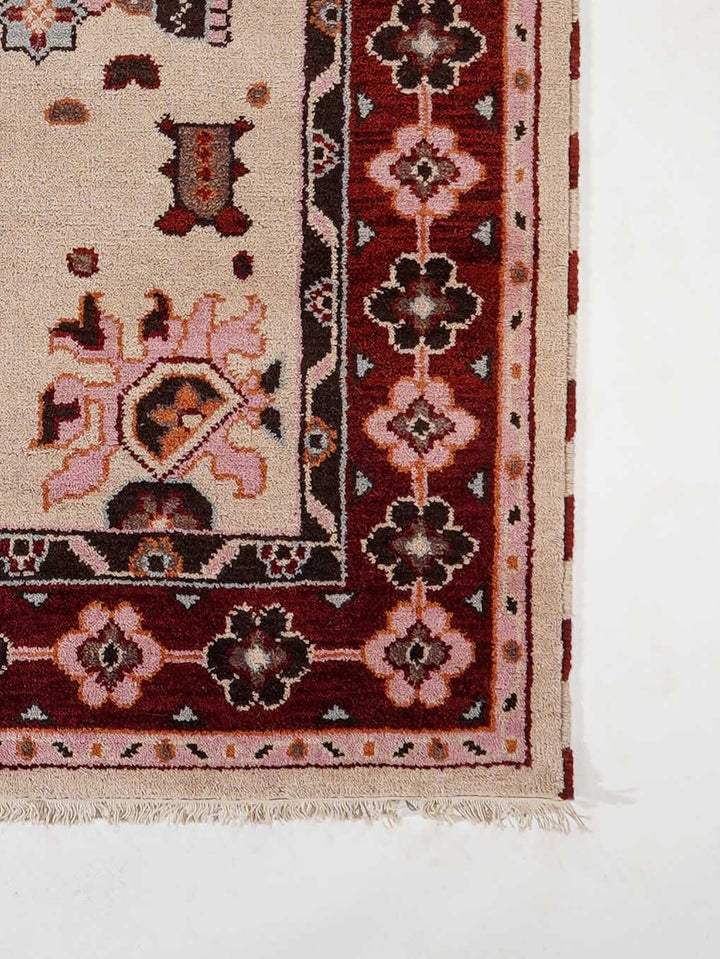 Heritage Medallion Afghan Hand Knotted Silk-Wool Oriental Rug