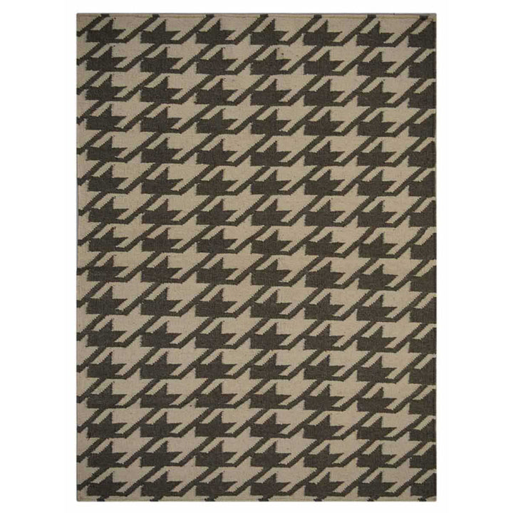 Hand Woven Flat Weave Kilim Wool Area Rug Contemporary Cream Green D00102