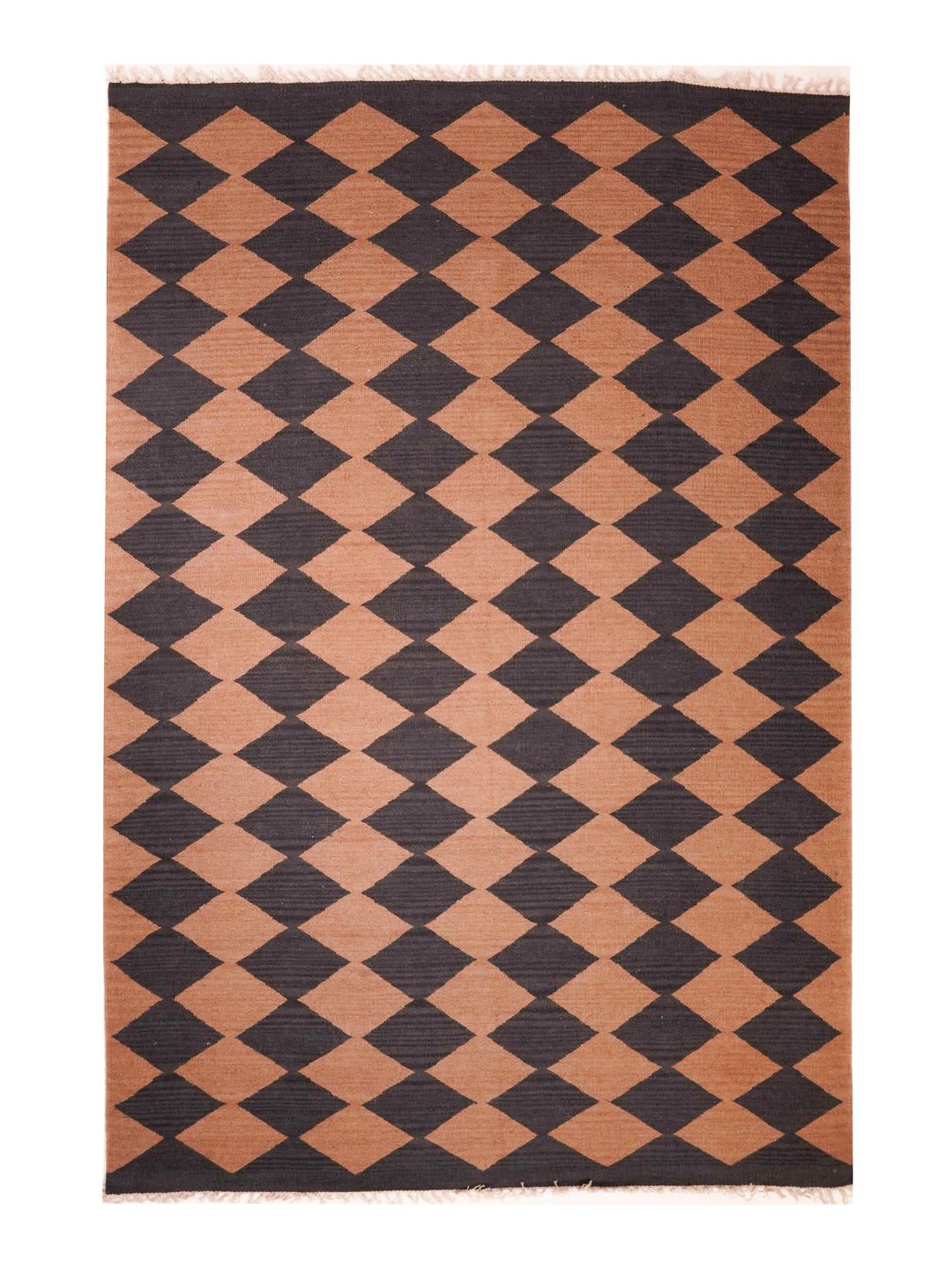 Diamond Grid Hand Woven Kilim Wool Flatweave Rug