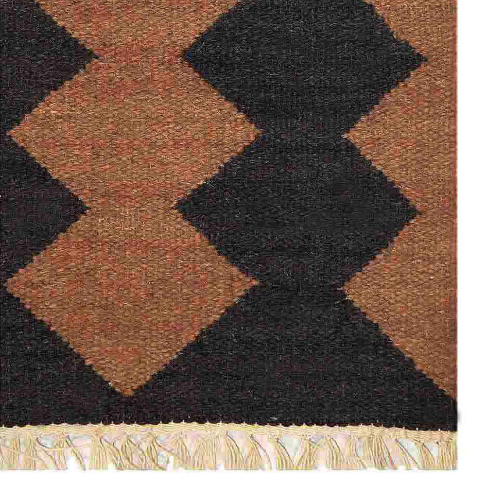 Diamond Grid Hand Woven Kilim Wool Flatweave Rug