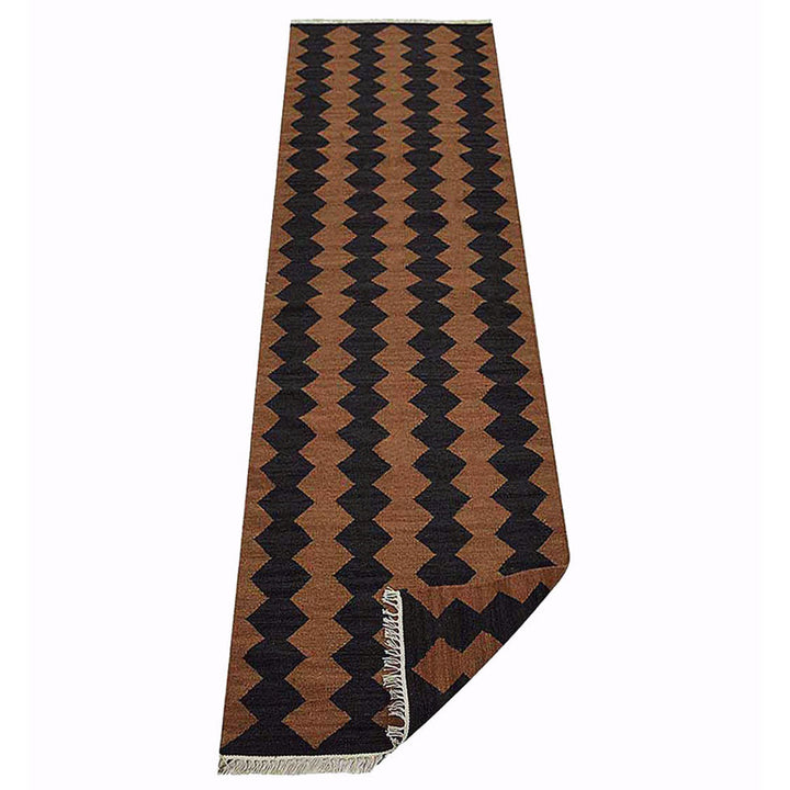Diamond Grid Hand Woven Kilim Wool Flatweave Rug