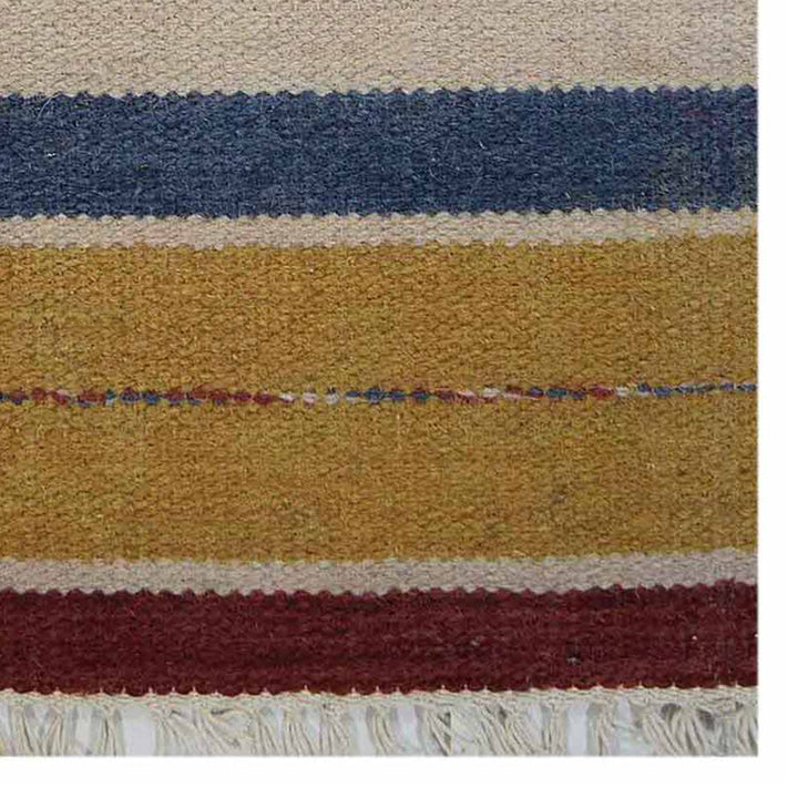 Hand Woven Flat Weave Kilim Wool Area Rug Contemporary Multicolor D00110