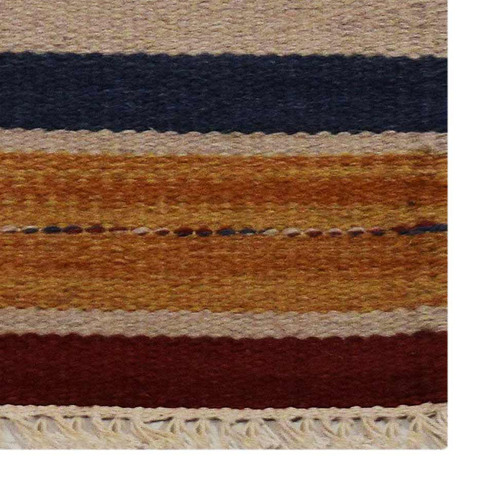 Hand Woven Flat Weave Kilim Wool Area Rug Contemporary Multicolor D00110